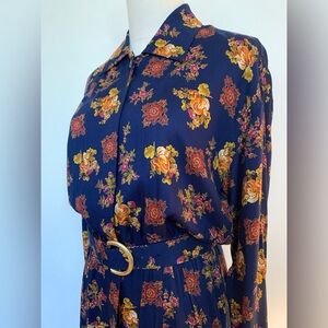 Pretty Floral Navy Blue Liz Claiborne Dress